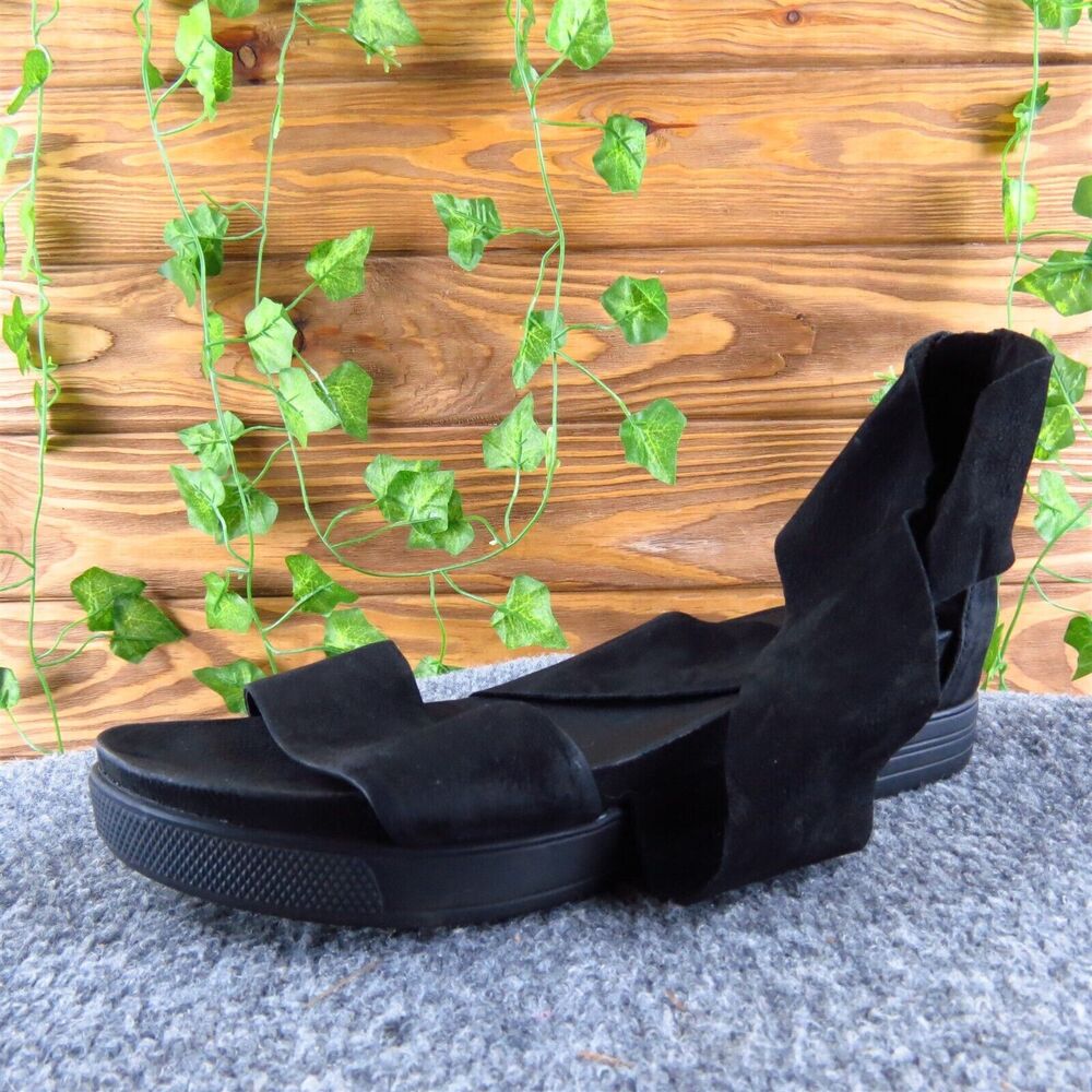 Eileen Fisher Women's Sport Tumbled Strappy Black Leather Sz 8 Medium Used 2025